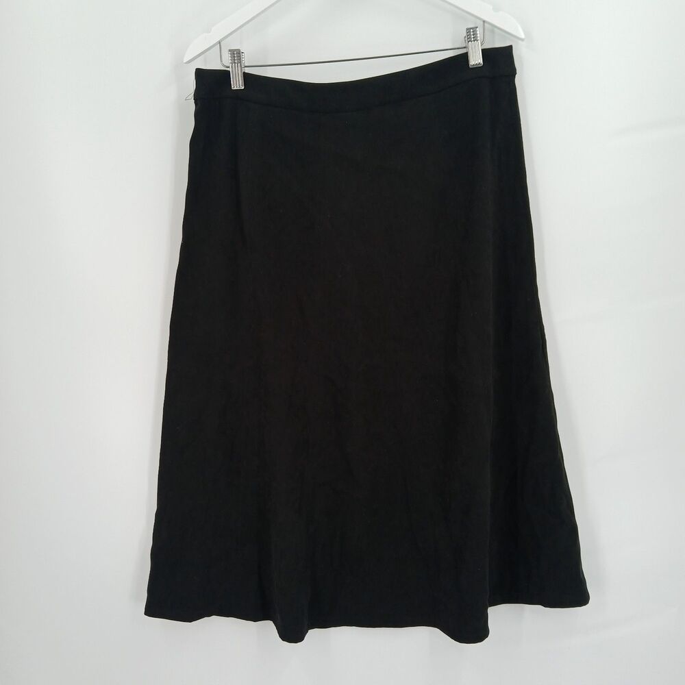 Christopher & Banks Womens Size 12 Black Faux Suede A-Line midi Skirt